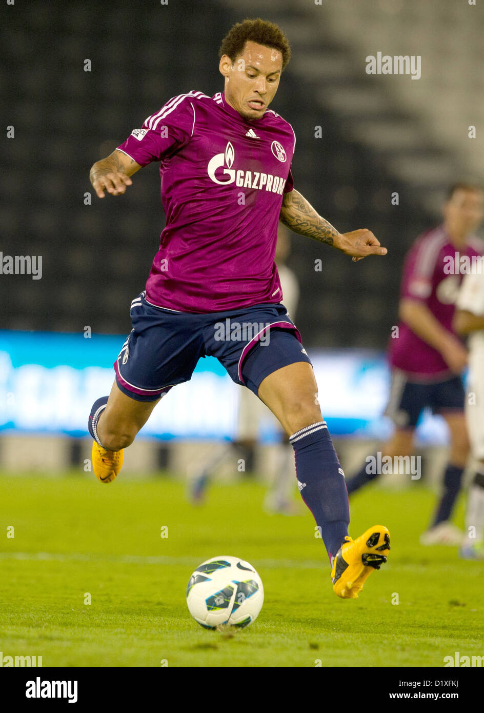 Soccer player Jermaine Jones from FC Schalke 04 performs during a test match in Doha, Qatar on January 06.01.2013.Schalke will stay in the Qatar-winter training camp until January 11.2013. Photo: Peter Kneffel/dpa Stock Photo