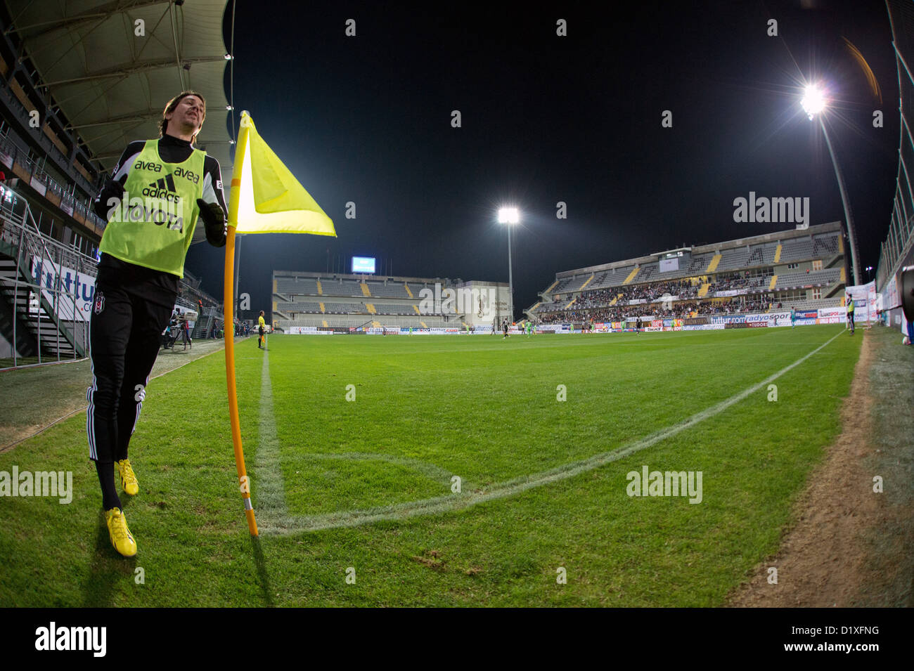 View of the stadium during the Tuttur Cup soccer match between Besiktas Istanbul and VfL Wolfsburg at Mardan Stadium in Antalya, Turkey, 06 January 2013. The Tuttur Cup is a yearly competition held at the winter break of the Bundesliga soccer clubs. Photo: Soeren Stache Stock Photo