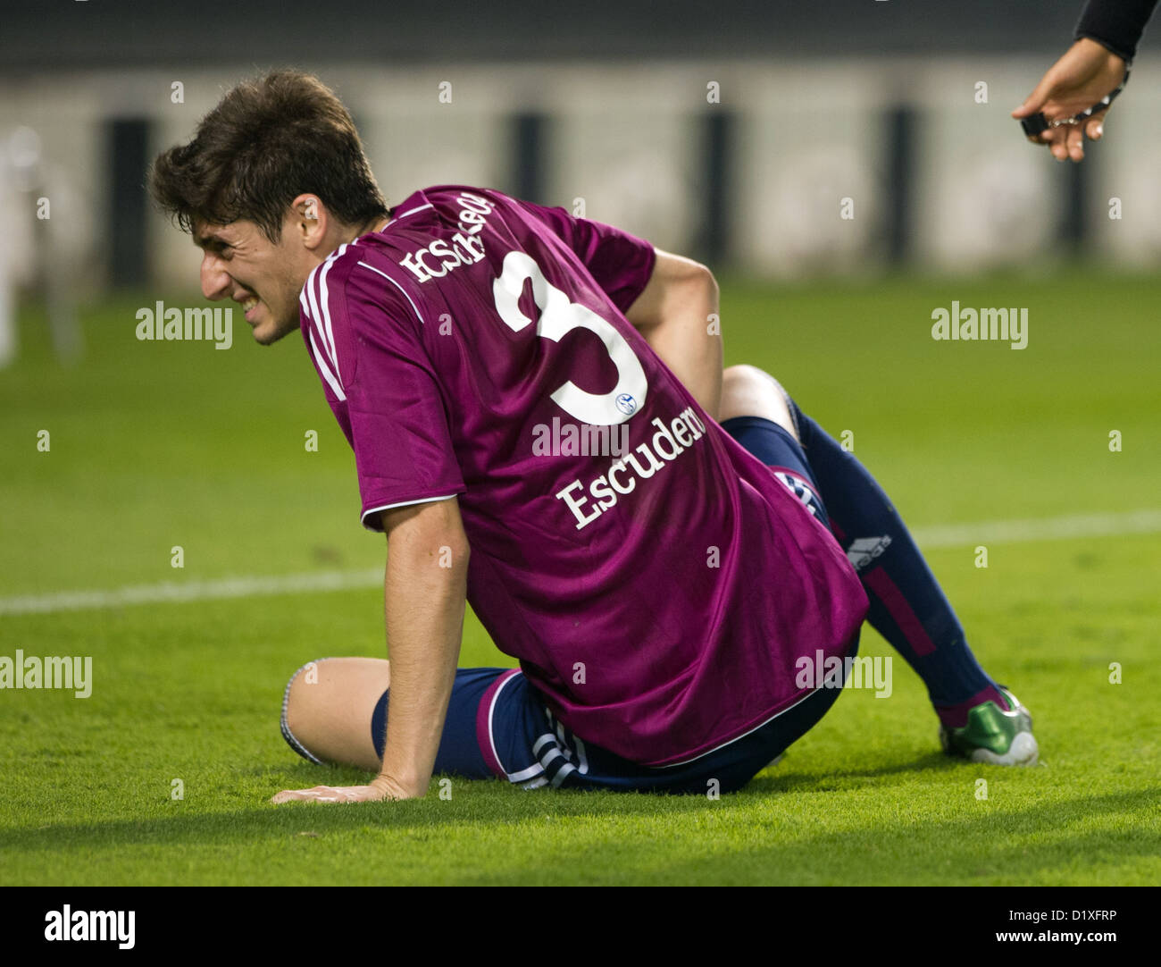 Soccer player Sergio Escudero from FC Schalke 04 performs during a test match in Doha, Qatar on January 06.01.2013. Schalke will stay in the Qatar-winter training camp until January 11.2013. Photo: Peter Kneffel/dpa Stock Photo