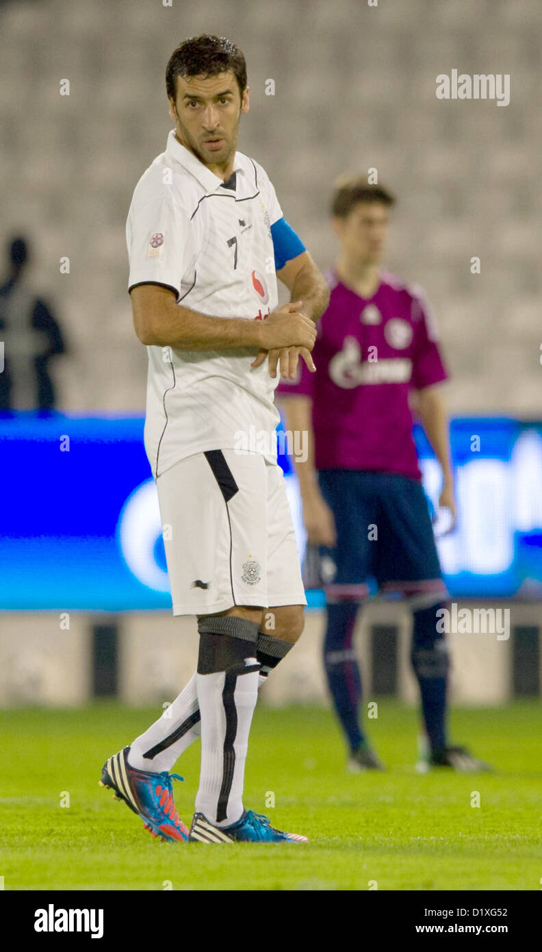 Soccer player Raul Gonzalez Blanco from Al-Sadd Sports Club performs during a test match against FC Schalke 04 in Doha, Qatar on January 06.01.2013. Schalke will stay in the Qatar-winter training camp until January 11.2013. Photo: Peter Kneffel/dpa Stock Photo