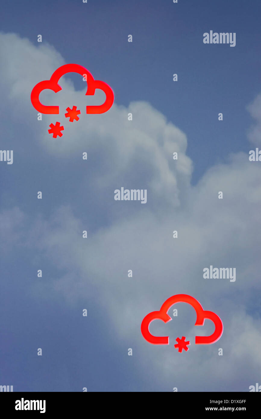 BBC Broadcasting House, London, United Kingdom. Architect: HOK International Ltd, 2012. Weather forecast signage. Stock Photo