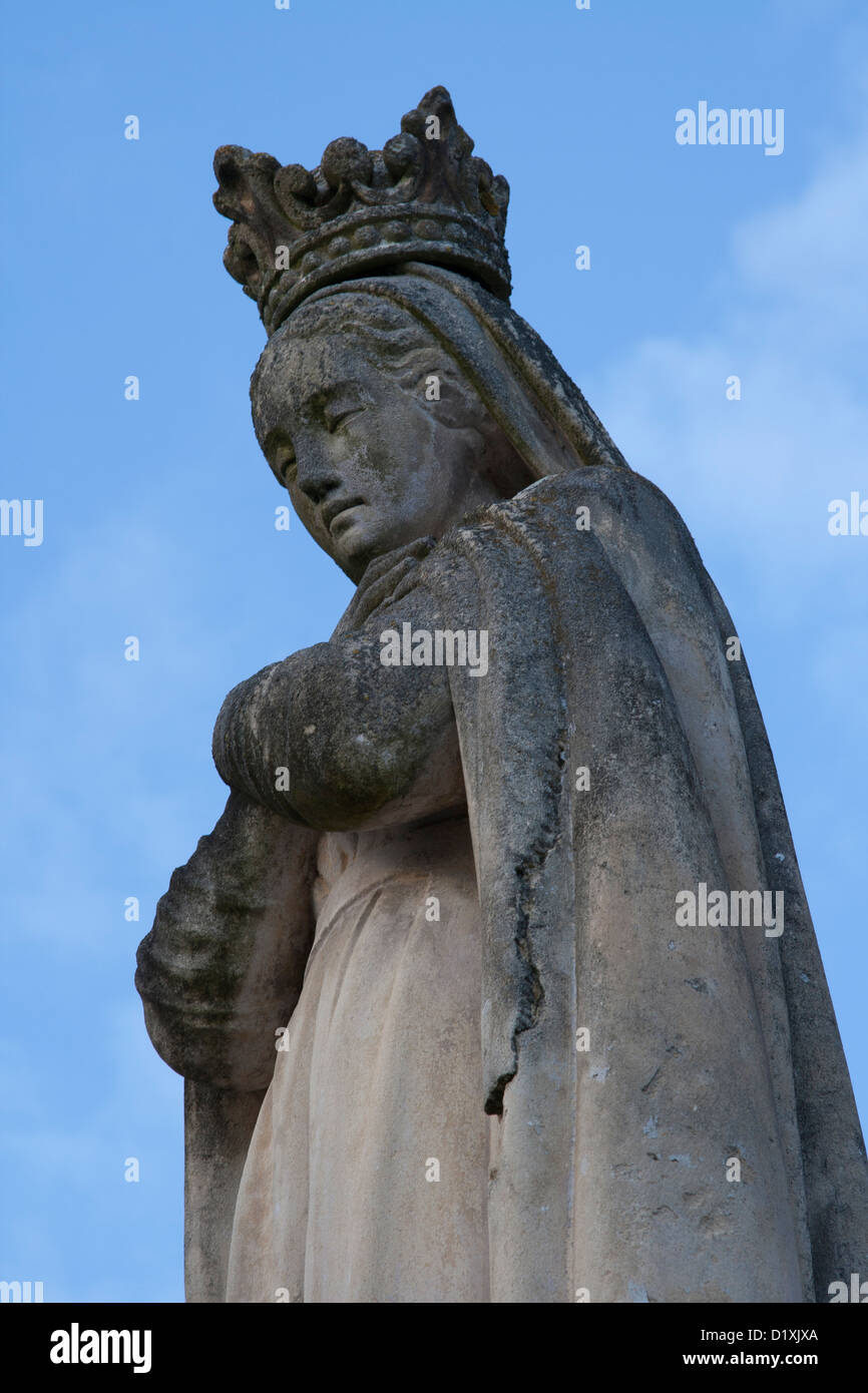 CU shot of stone statue of Mary in French cemetery Stock Photo Alamy