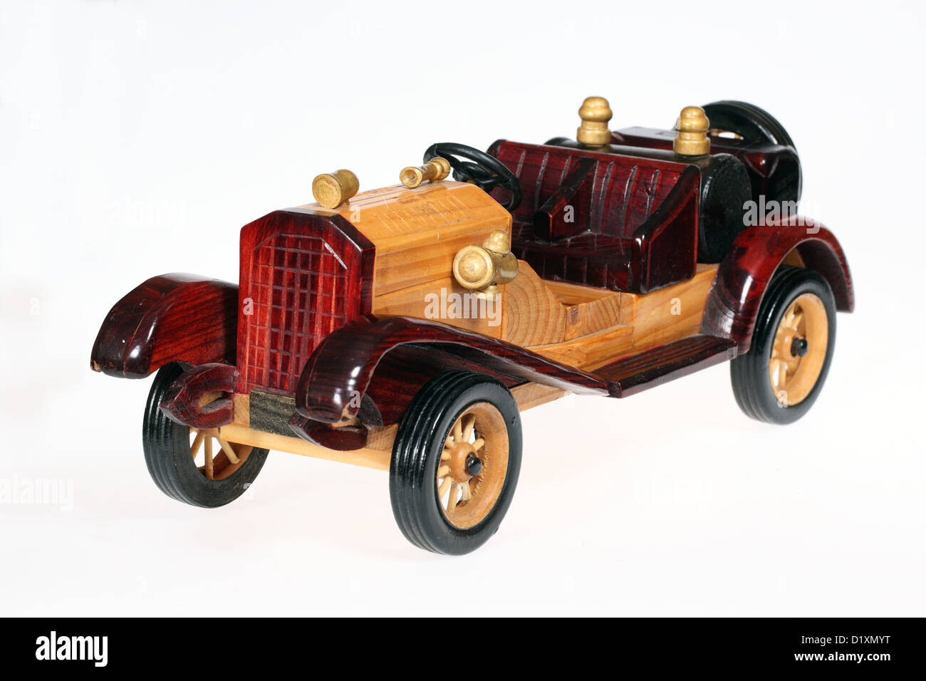 Wooden retro car isolated on white background Stock Photo - Alamy