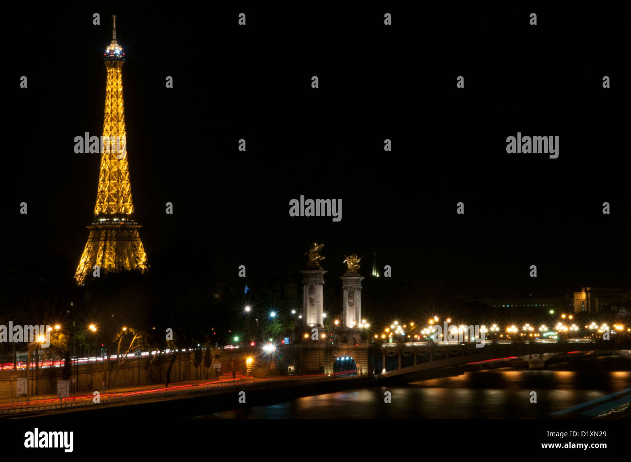 The splendid Eiffel Tower at night Stock Photo Alamy
