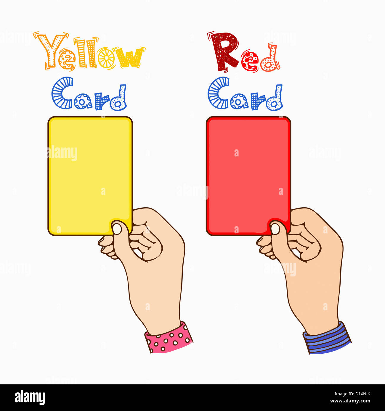word art of yellow card and red card Stock Photo Alamy