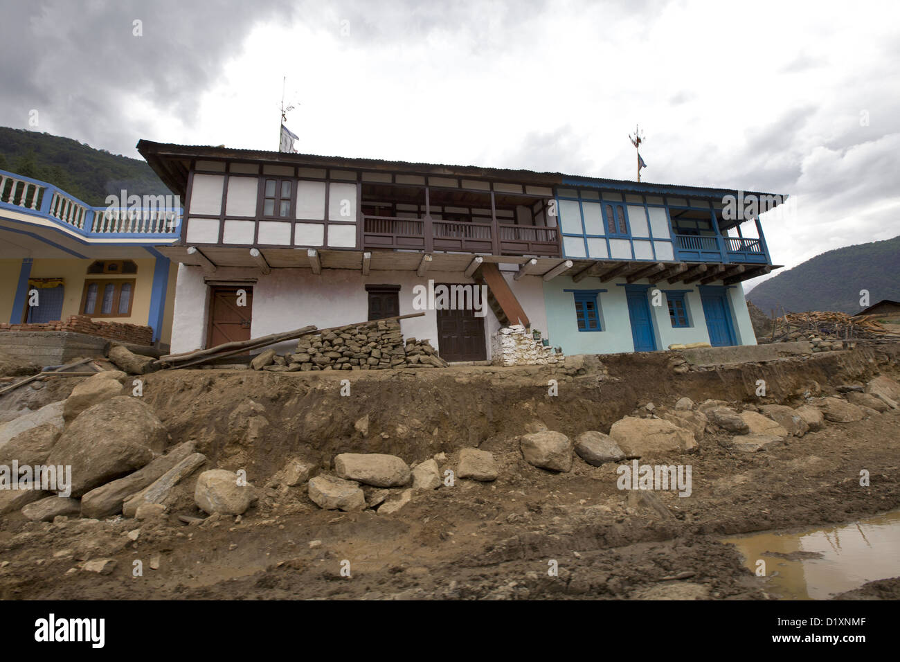 Typical house. Bomdila To Tawang Arunachal Pradesh, India Stock Photo