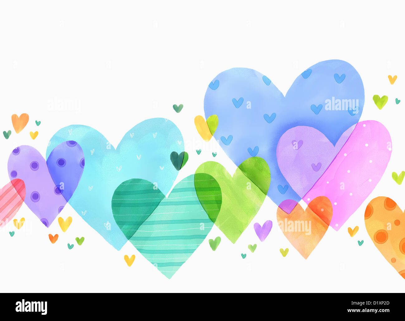 illustration of heart shapes overlapping each other Stock Photo - Alamy