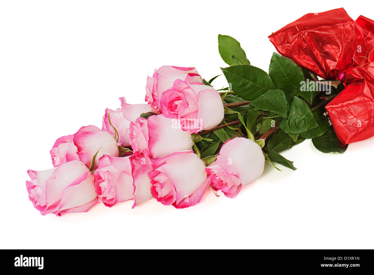 colorful flower bouquet from roses isolated on white background Stock Photo