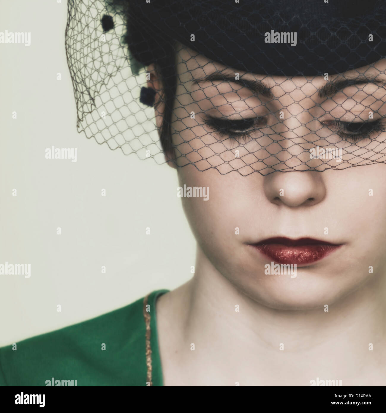 portrait of an elegant woman with veil Stock Photo - Alamy