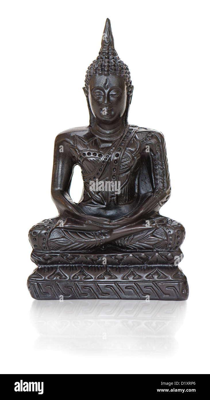 traditional bronze Buddha statuette isolated on white background Stock Photo