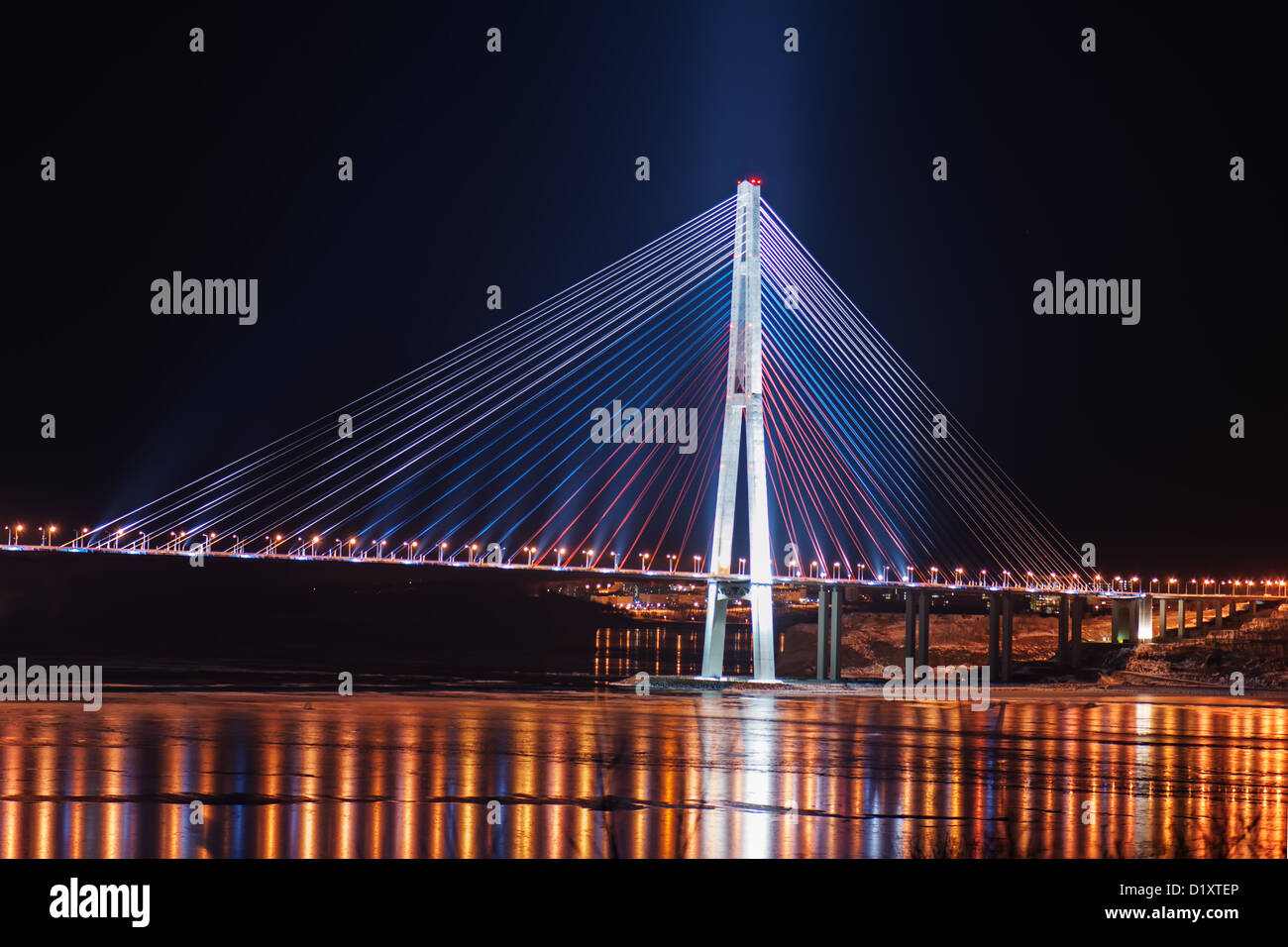night view of the longest cablestayed bridge in the world in the