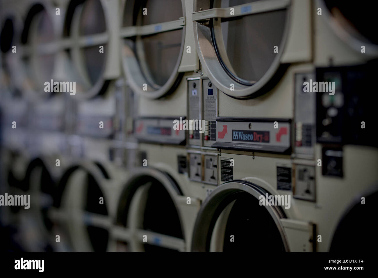 Laundromat machines Stock Photo
