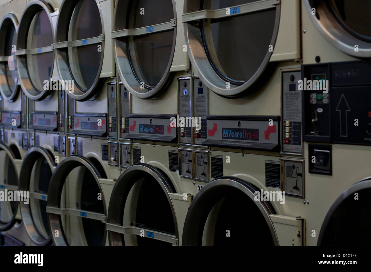 Laundromat machines Stock Photo