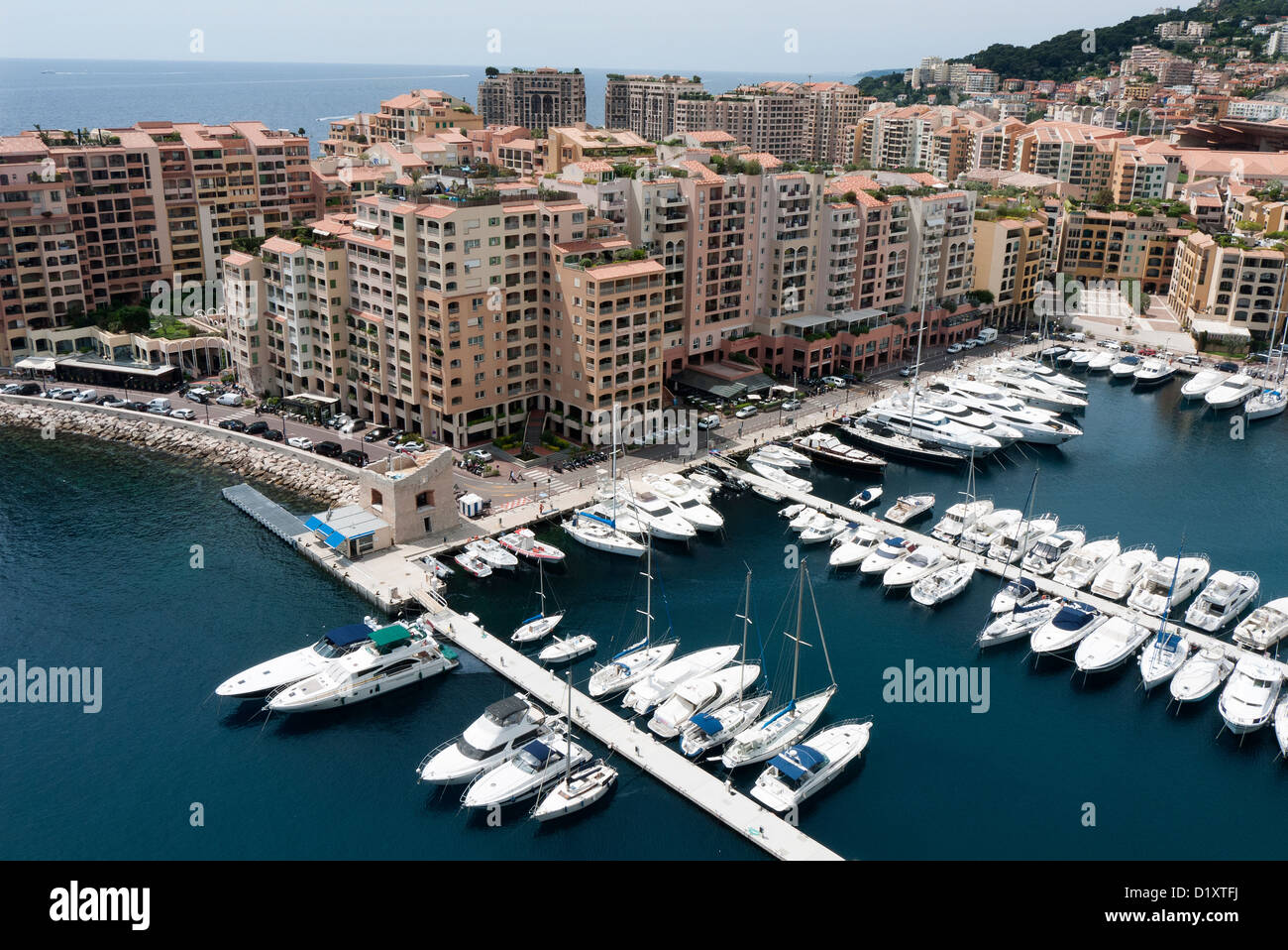 Fontvieille Harbour in the principality of Monaco on the Côte d'Azur Stock Photo