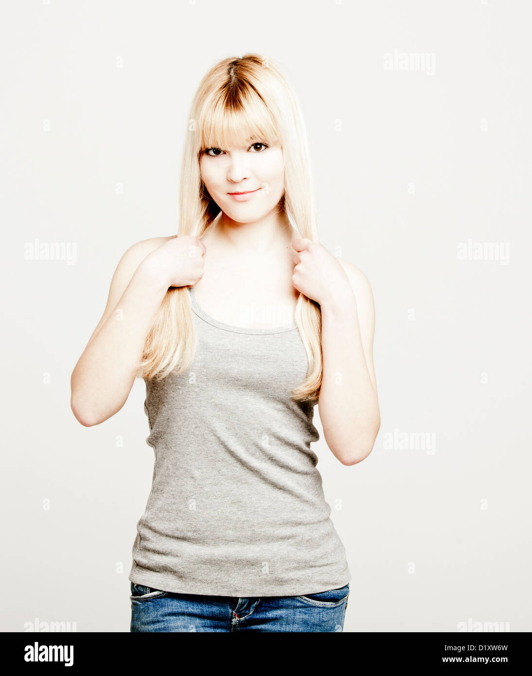 Portrait of a young and beautiful blond woman Stock Photo - Alamy