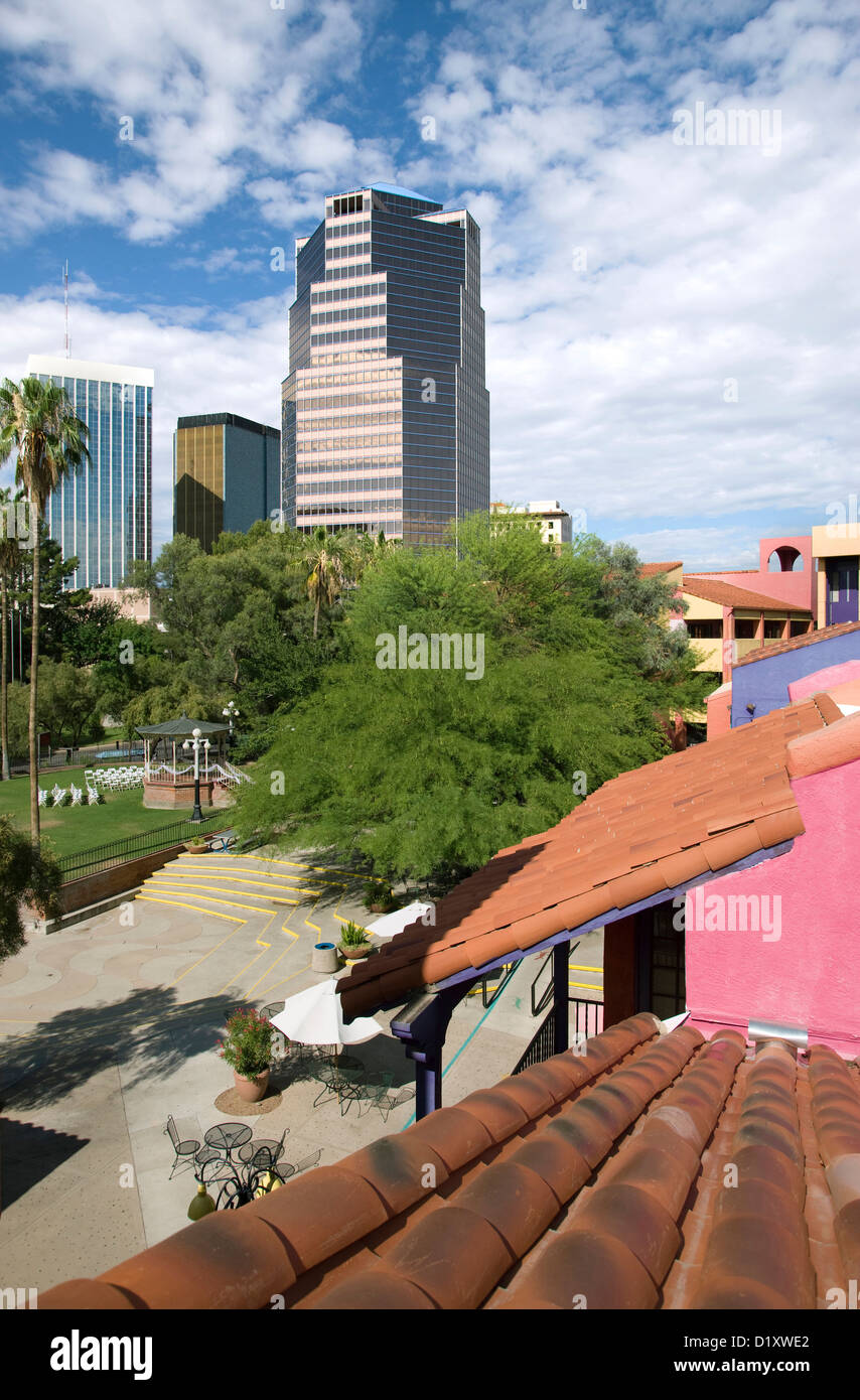 RED TILE ROOF LA PLACITA VILLAGE DOWNTOWN TUCSON ARIZONA USA Stock