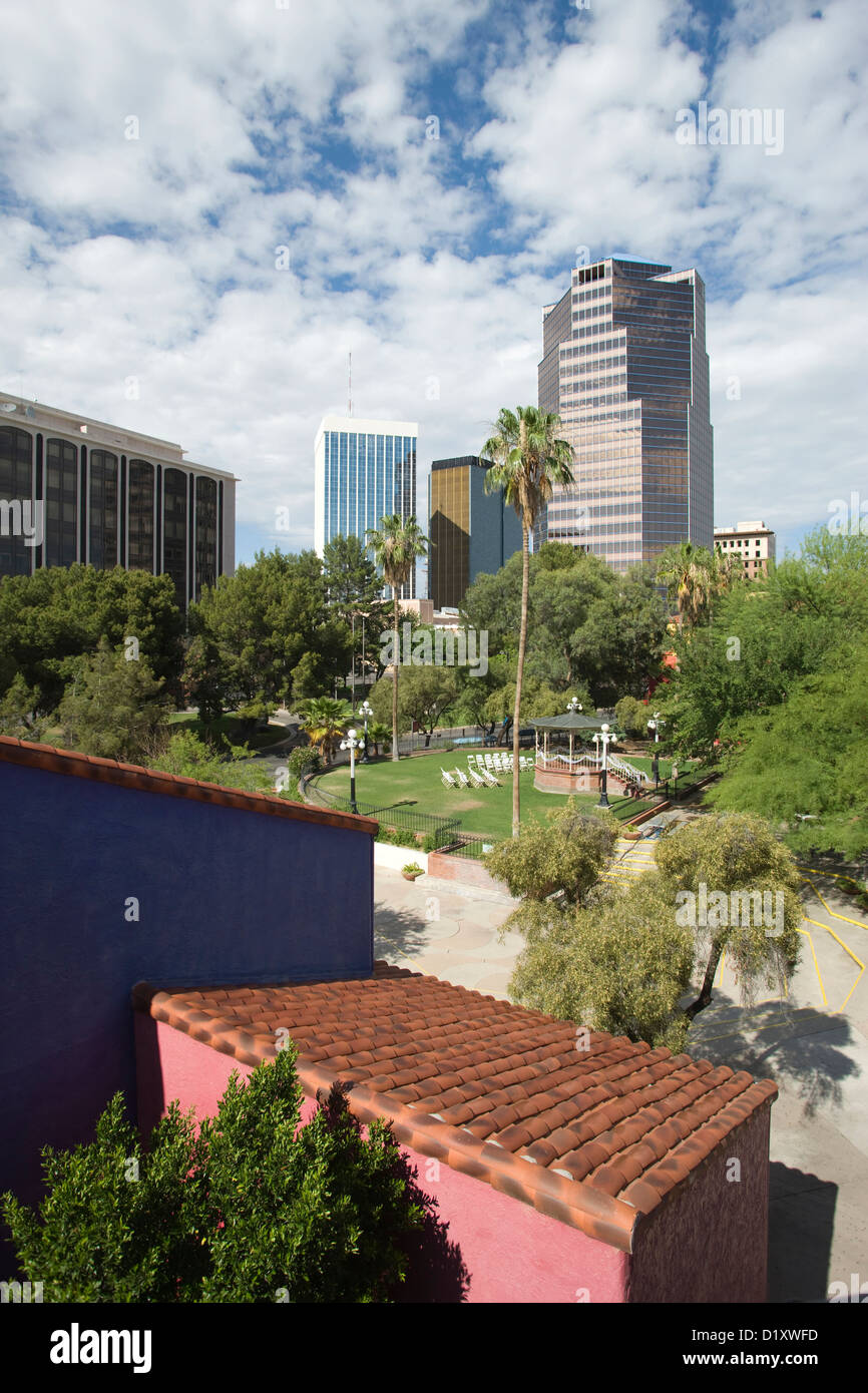 RED TILE ROOF LA PLACITA VILLAGE DOWNTOWN TUCSON ARIZONA USA Stock