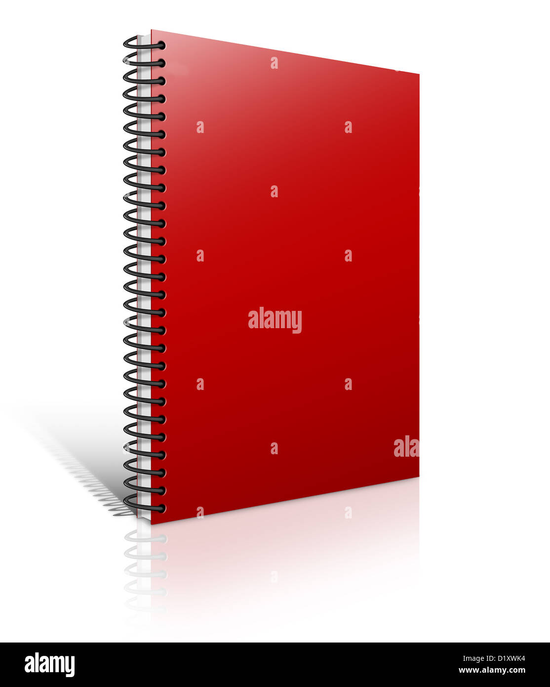 3D red notebook spiral isolated on white background Stock Photo - Alamy