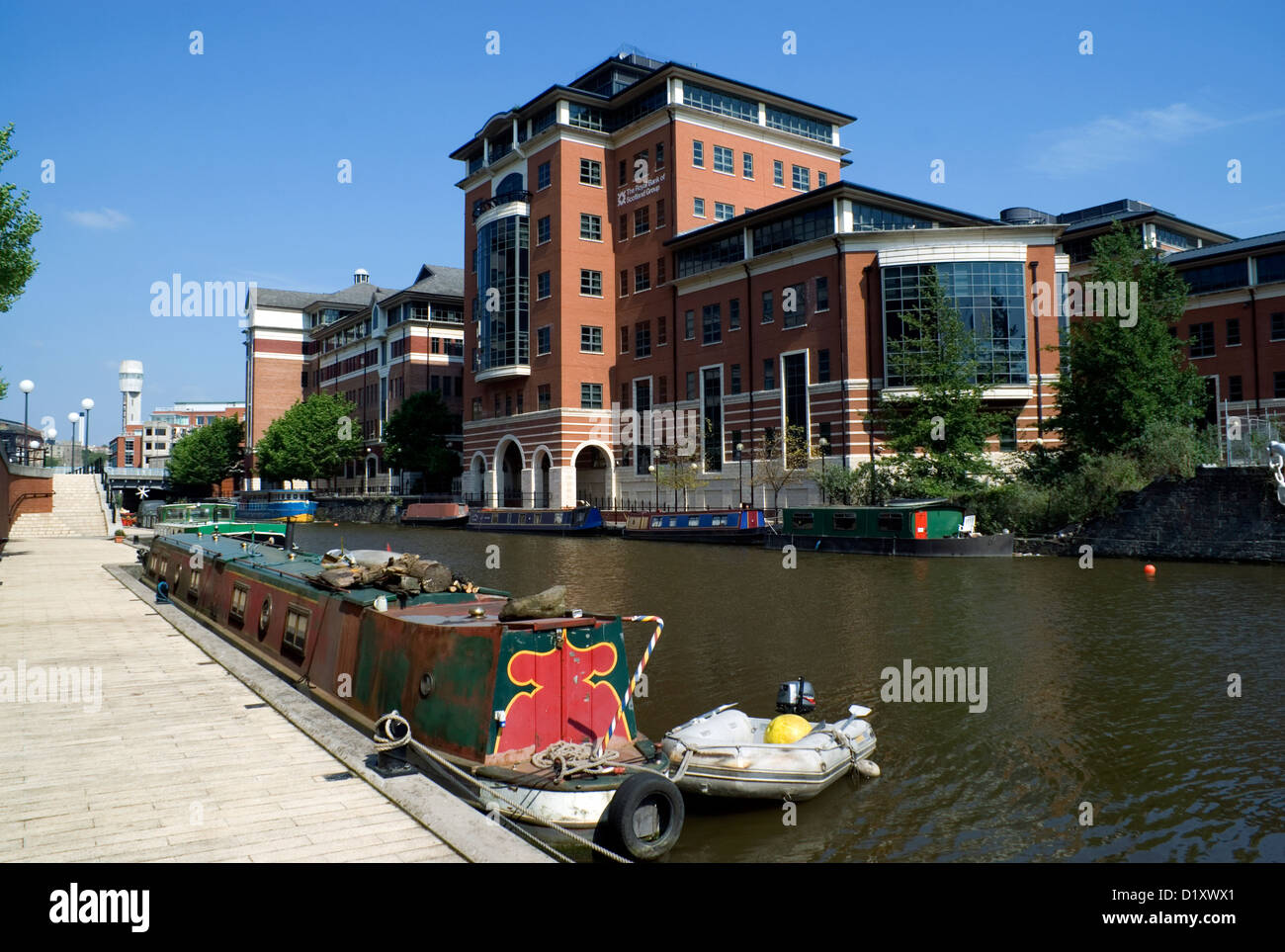 barges and modern buildings temple quay bristol city centre england