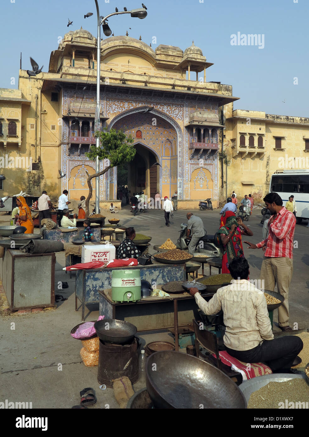 The Naqqar Darwaza gate in the Pink City Jaipur Rajasthan India Stock Photo