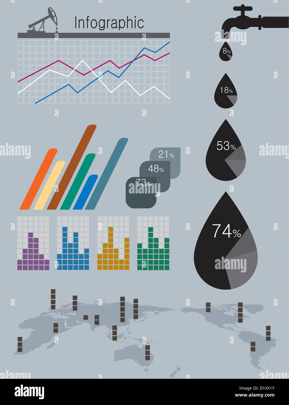 infographic design of water supply graphs Stock Photo Alamy