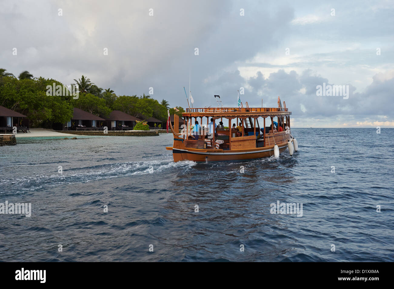 Traditional Dhoni boat in the Maldives Stock Photo