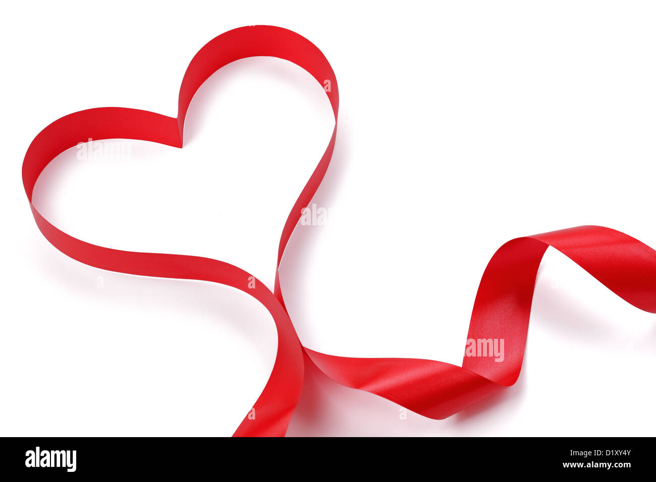 Heart shape red ribbon Stock Photo
