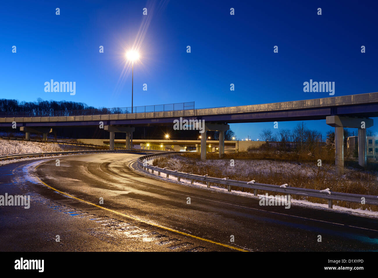 Highway Ramp, Early Morning, Pennsylvania, USA Stock Photo