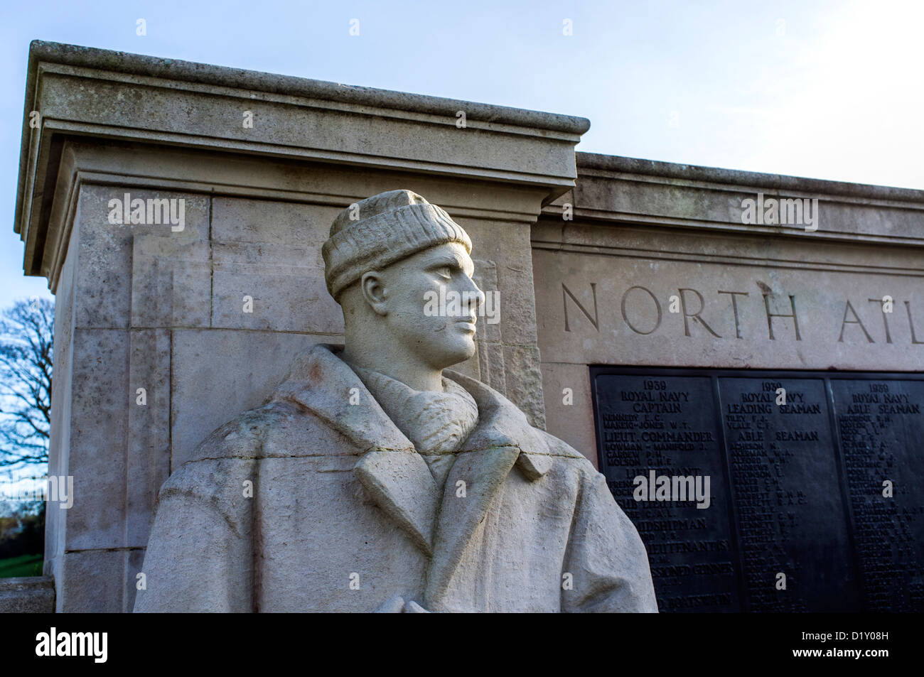 Statue of a sailor at the Naval War Memorial. The Hoe, Plymouth, Devon. UK Stock Photo