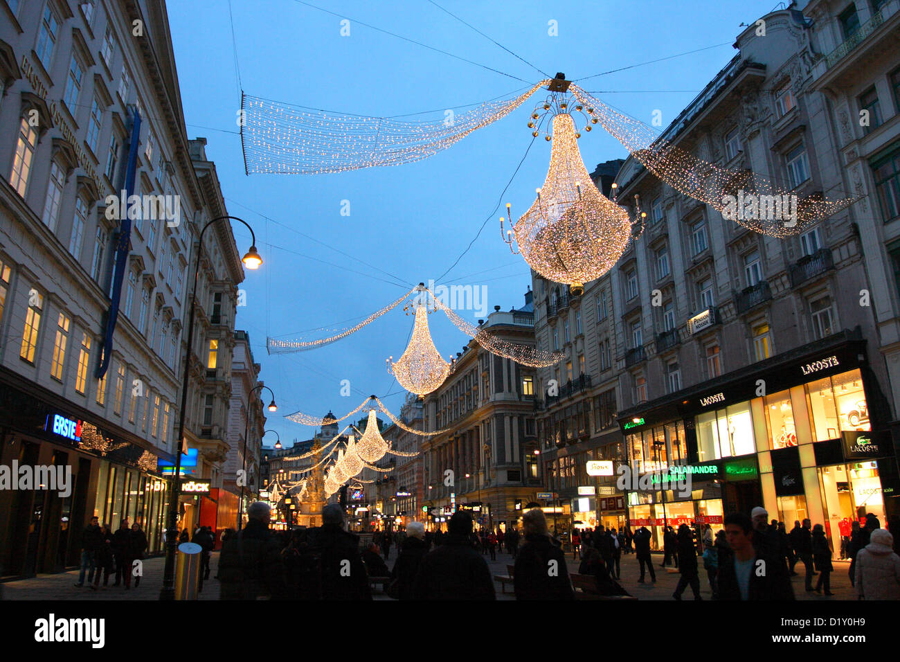 2012 - 2013 Christmas lights. Graben Street. Vienna. Austria Stock Photo