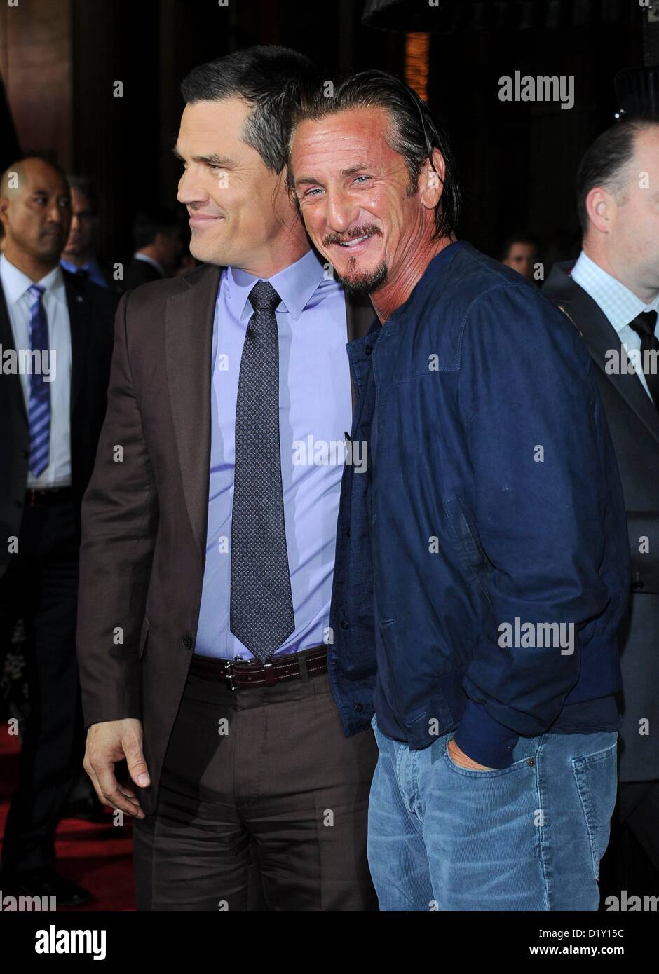Actors Sean Penn and Josh Brolin arrive at the film premiere for 'Gangster Squad' at the Chinese Theatre in Hollywood, USA January 7th 2013 Stock Photo