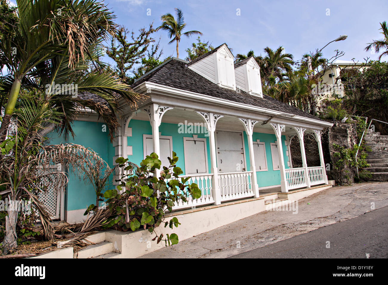 Traditional clapboard houses in Dunmore Town, Harbour Island, The
