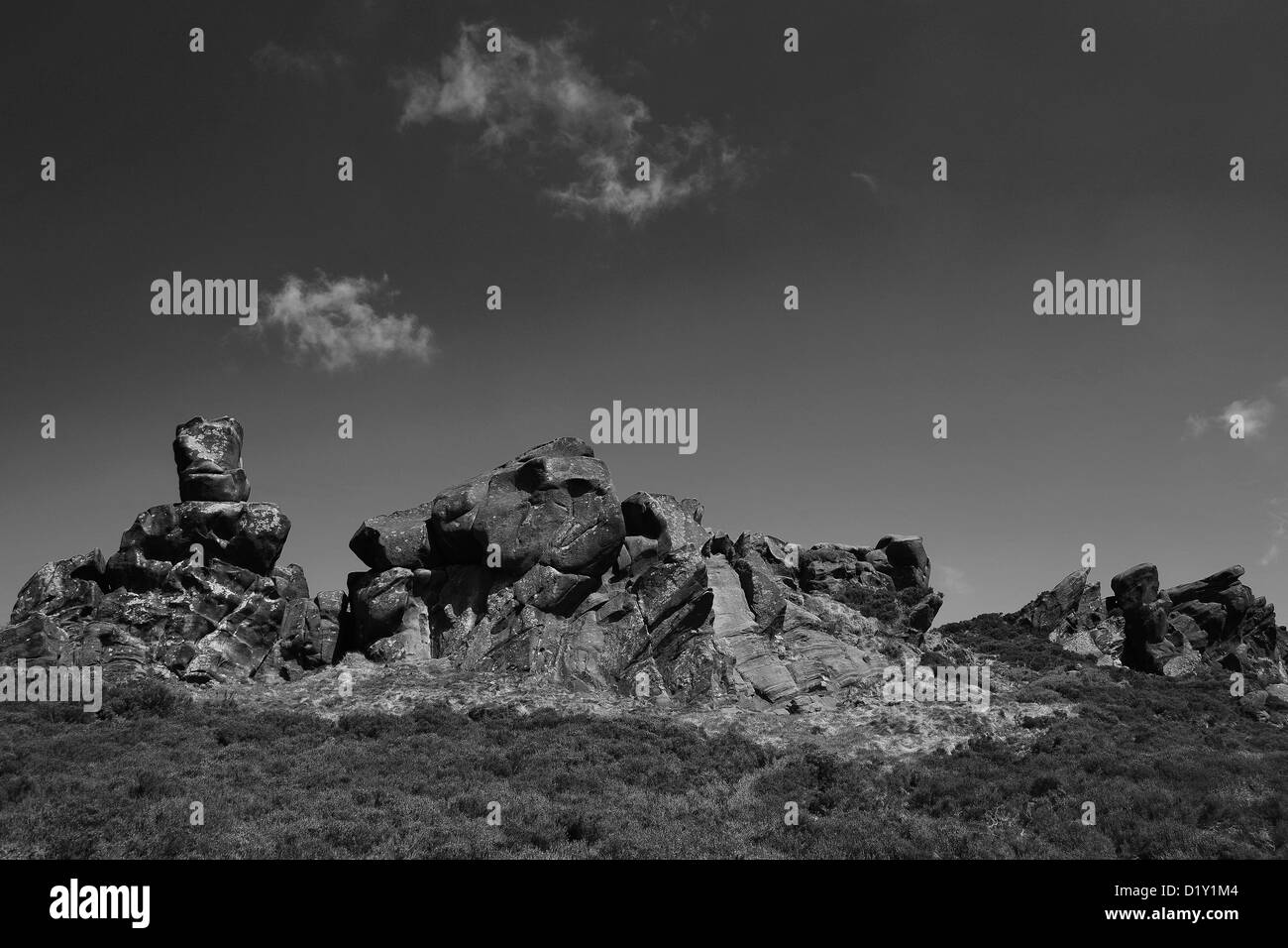 Summer view over the rock formations of the Ramshaw Rocks, Staffordshire, England, UK Stock Photo