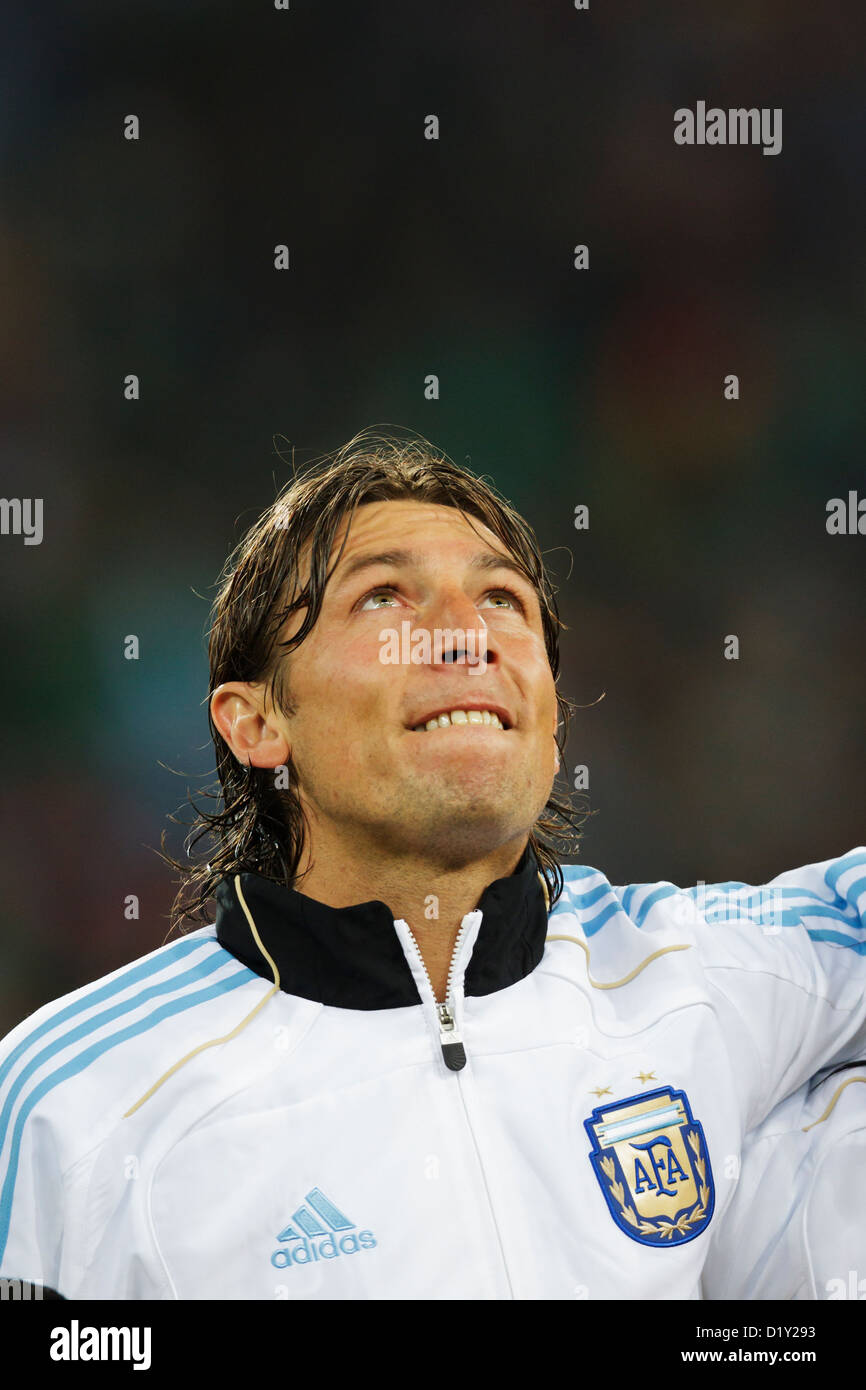 Argentina team player Gabriel Heinze looks skyward during team introductions before the FIFA World Cup round of 16 match v. MEX Stock Photo