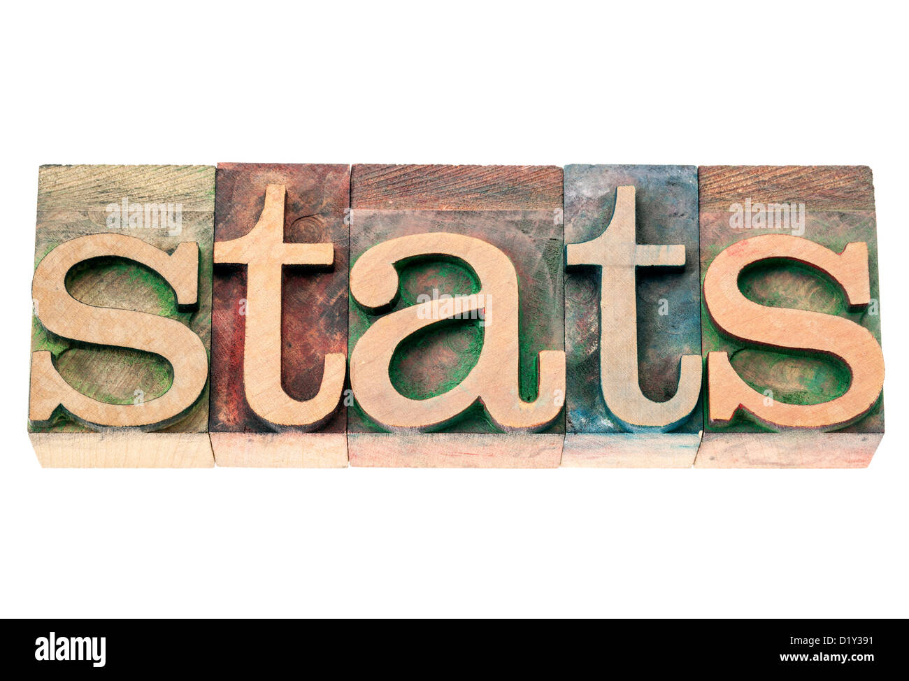 stats (statistics) - isolated word in vintage letterpress wood type printing blocks Stock Photo