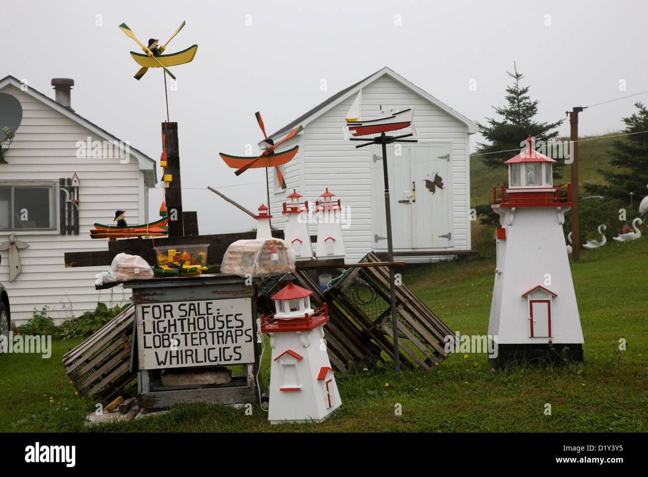 Lighthouses, whirlygigs and lobster pots for sale in Neil's Harbour
