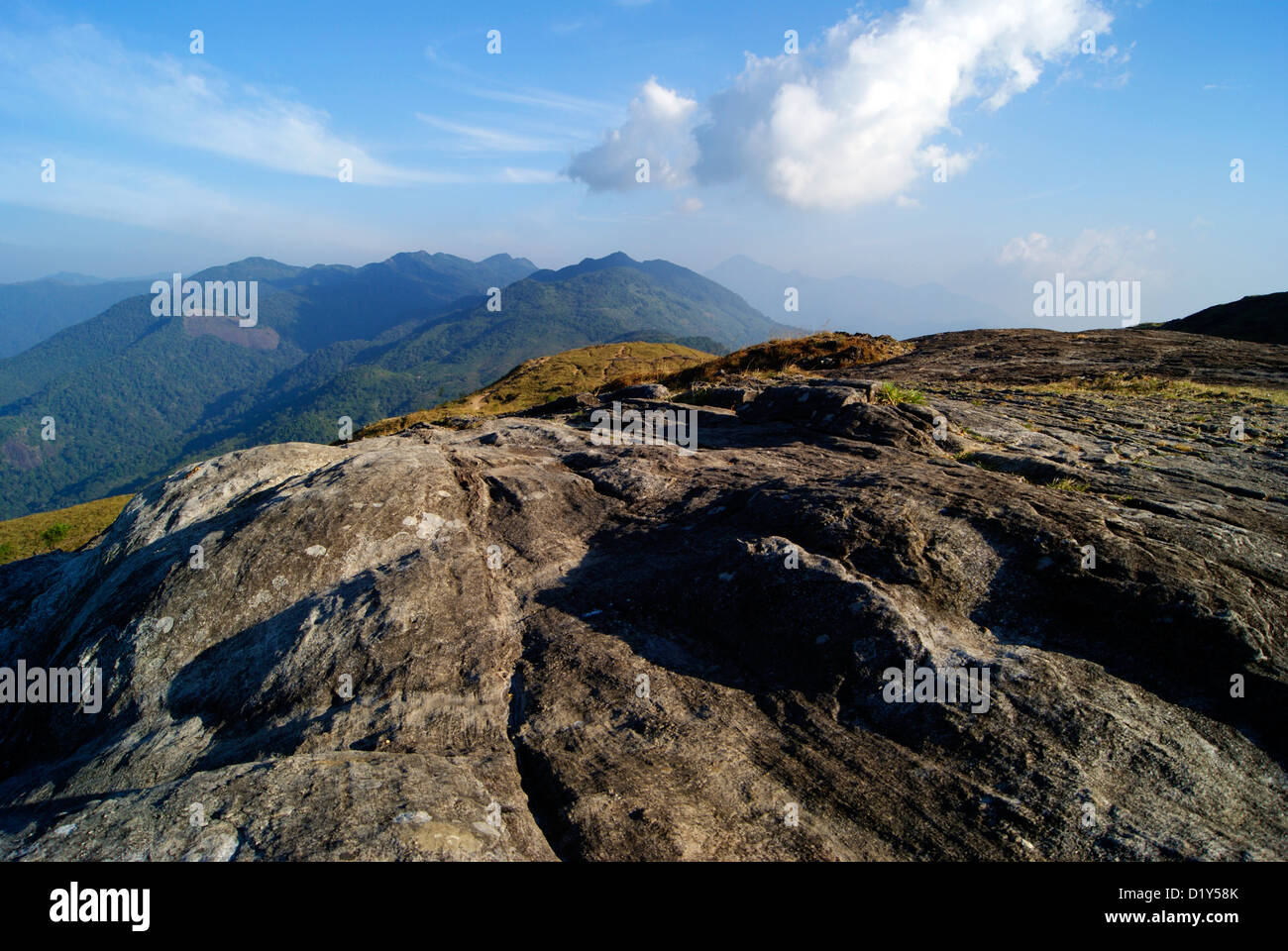 Ponmudi Hill Station Scenery View of Mountains and Close clouds in Kerala India Stock Photo