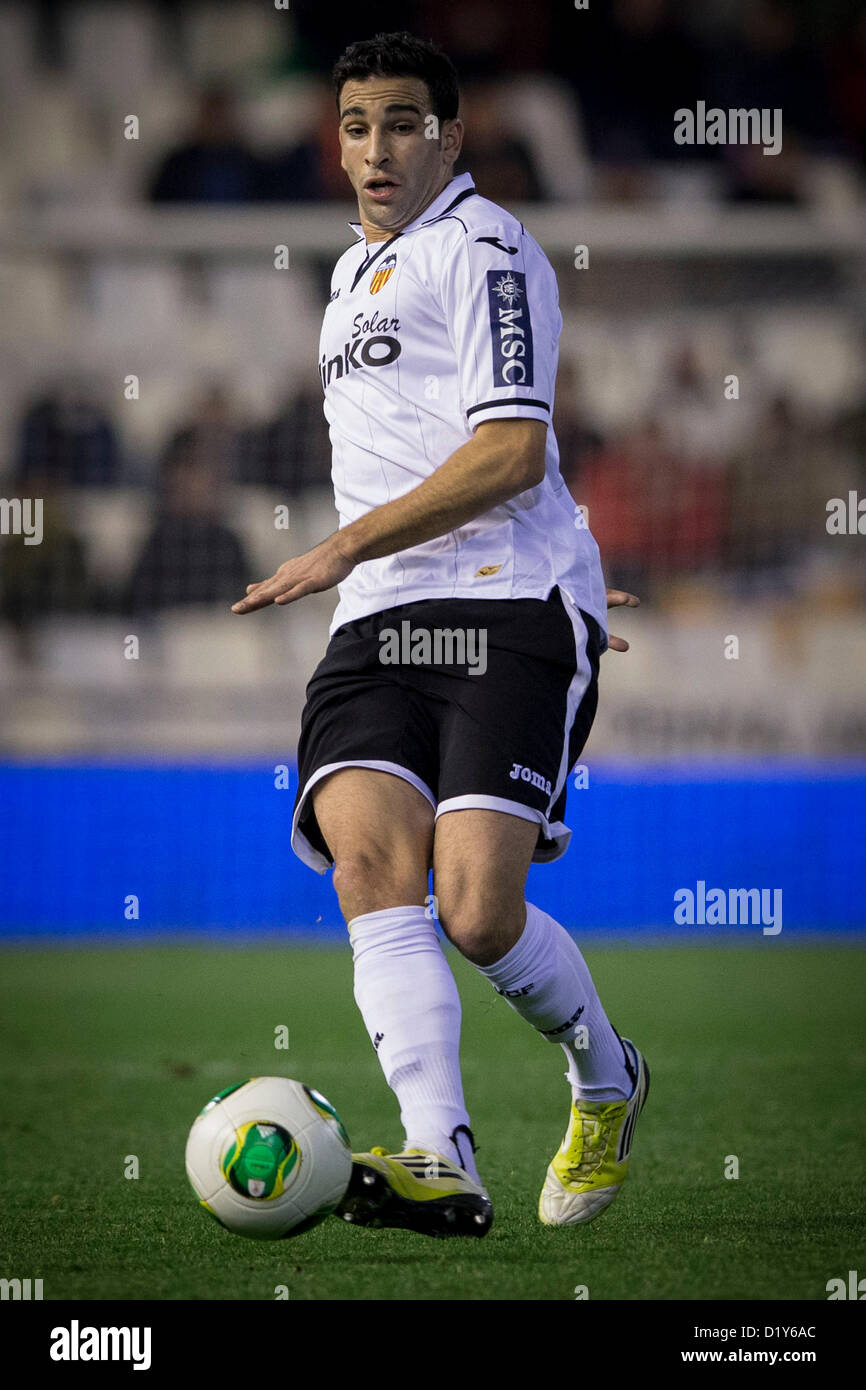 08.01.2013. Valencia, Spain. Defender Adil Rami of Valencia CF in action  during the Spanish Kings Cup game between Valencia and Osasuna from the  Mestalla Stock Photo - Alamy