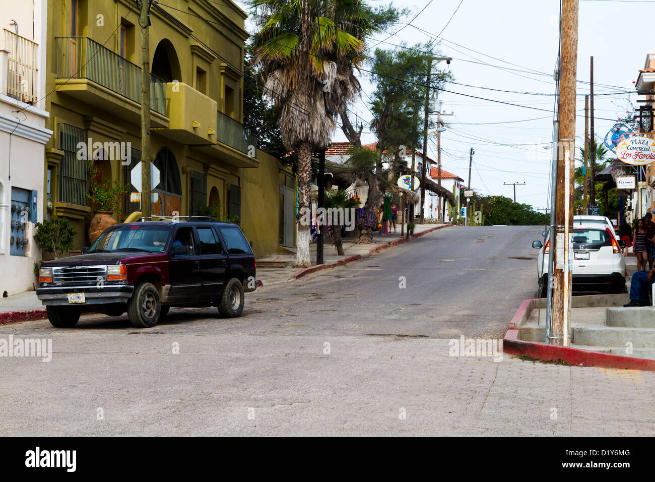 Street scene in Todos Santos, Baja, Mexico Stock Photo