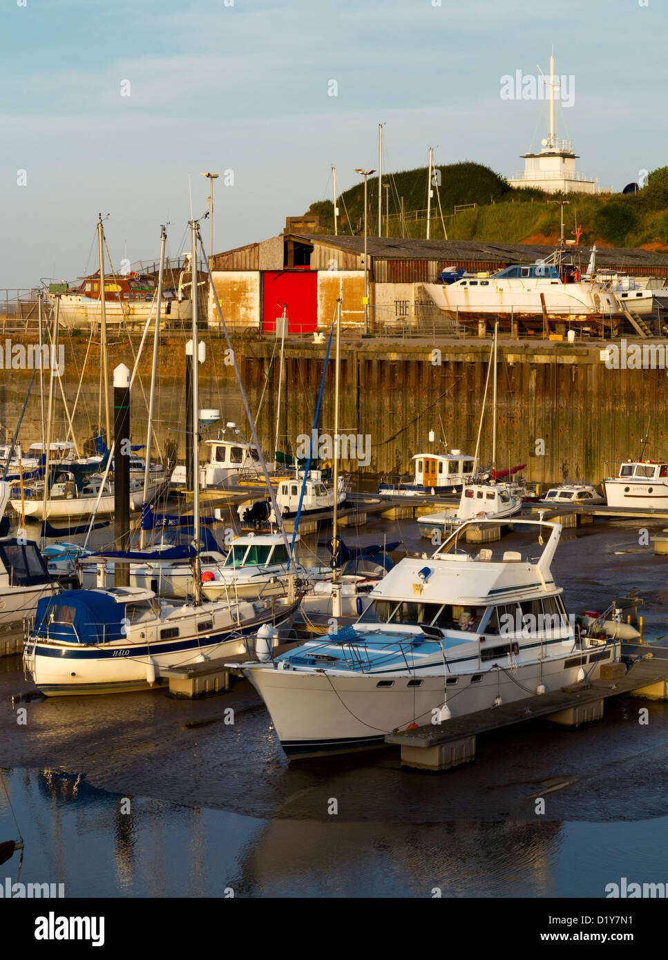 Boats moored in Watchet Harbour in North Somerset England UK a coastal town in the Bristol Channel Stock Photo