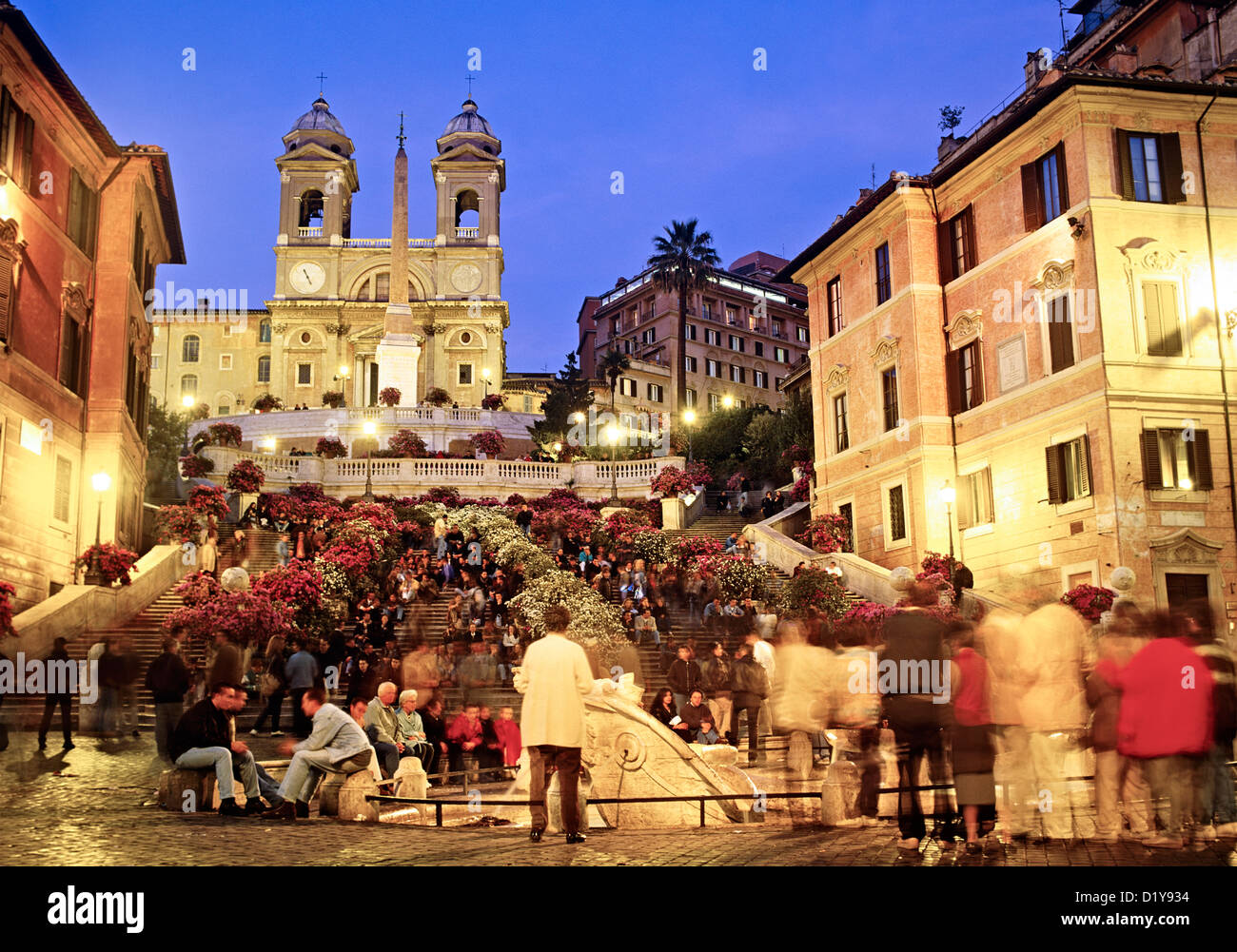 The Spanish Steps at Night Rome Italy Stock Photo