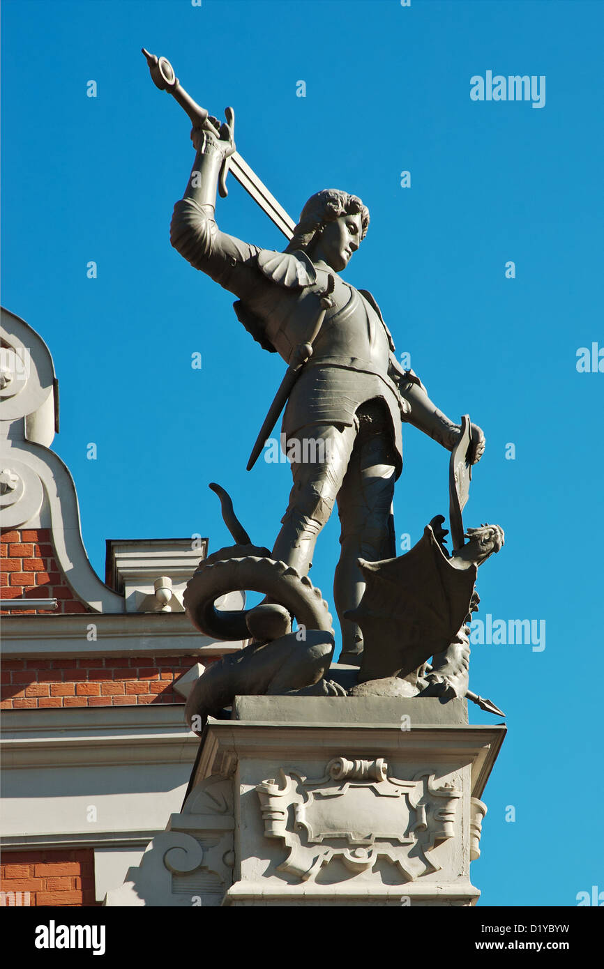 Saint George fighting with the dragon Stock Photo