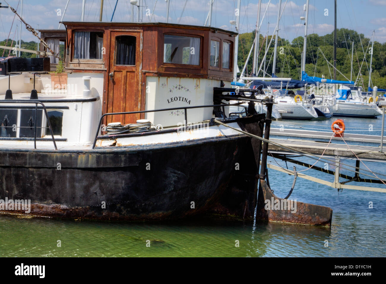 Houseboats on the River Hamble, Near Warsash, Southampton, Hampshire