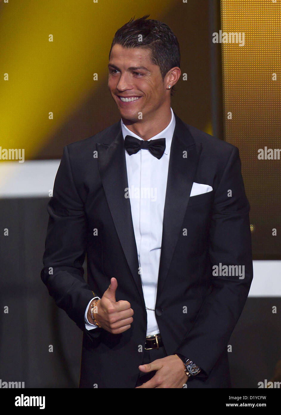 Close-up of the FIFA Ballon d'Or trophy for the world's best football  player (exhibited at the future FIFA museum at Zurich Stock Photo - Alamy