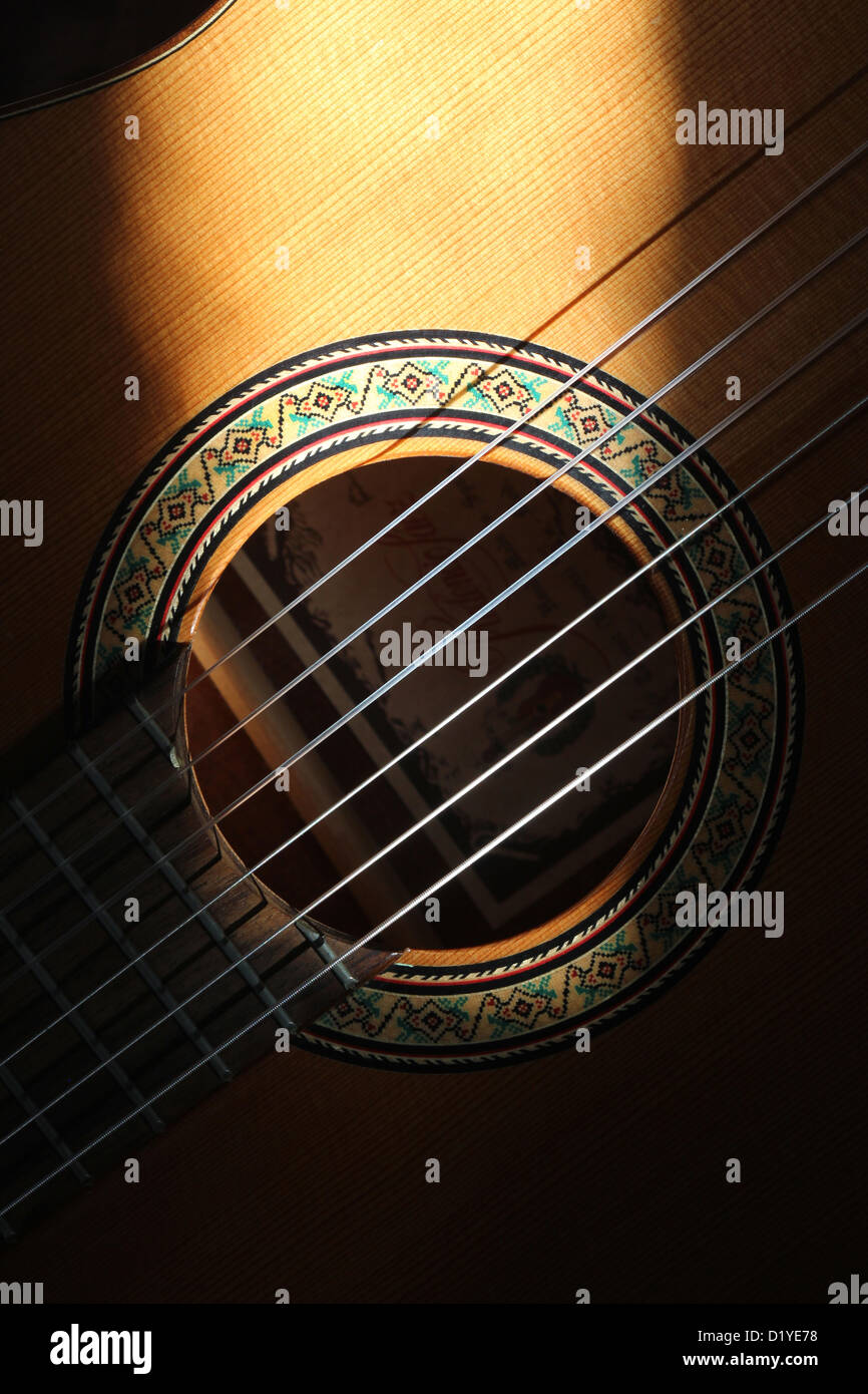 Detail of classical spanish acoustic guitar Stock Photo Alamy