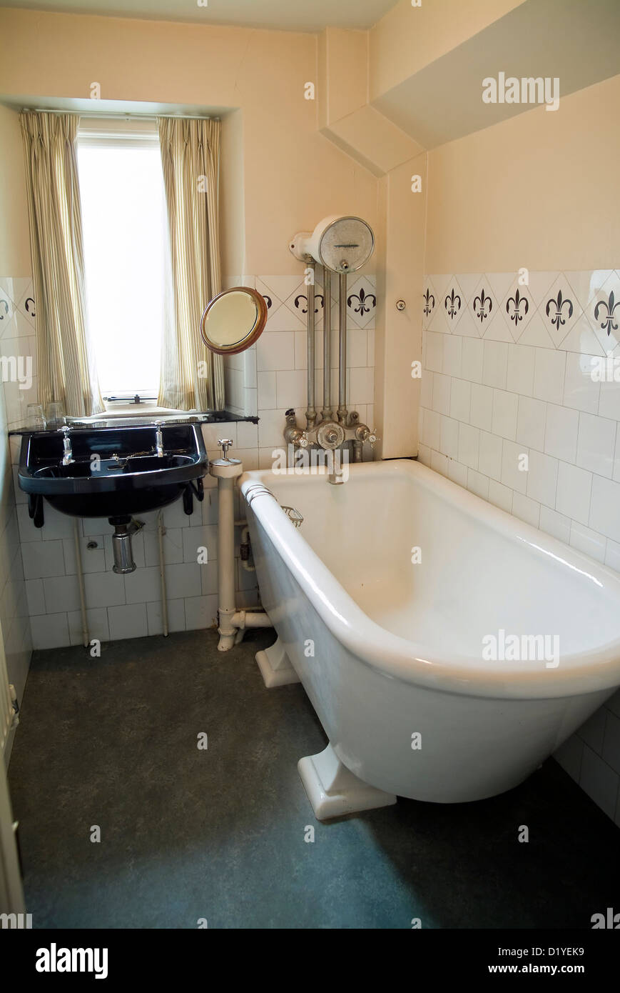Old fashioned bathroom bath west dean college chichester hi-res stock ...