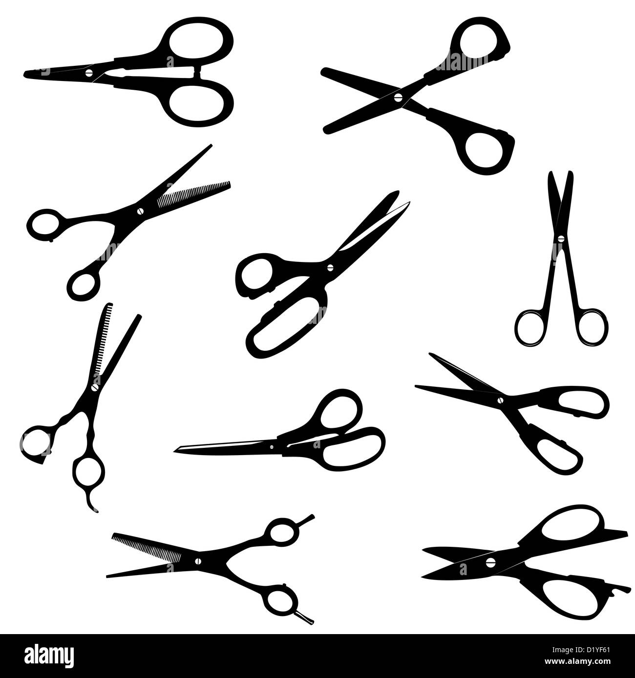 silhouette Scissors seamless pattern. Vector illustration. EPS 10 Stock Photo