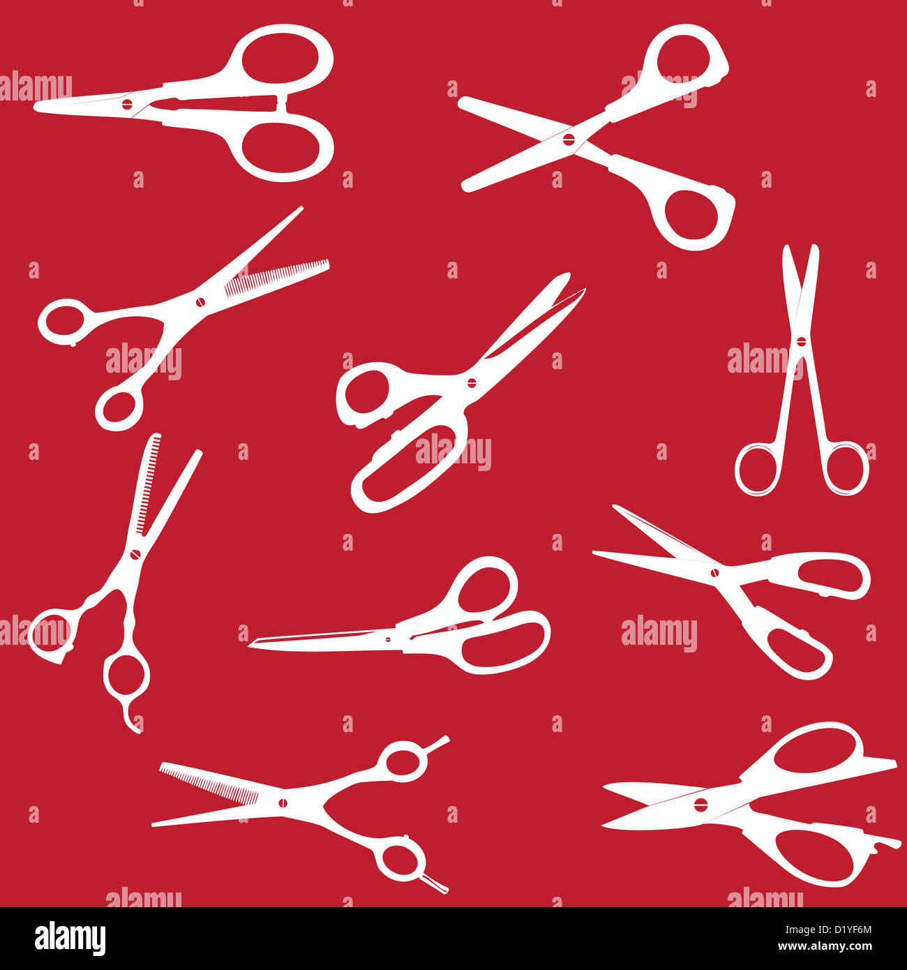 silhouette Scissors seamless pattern. Vector illustration. EPS 10 Stock