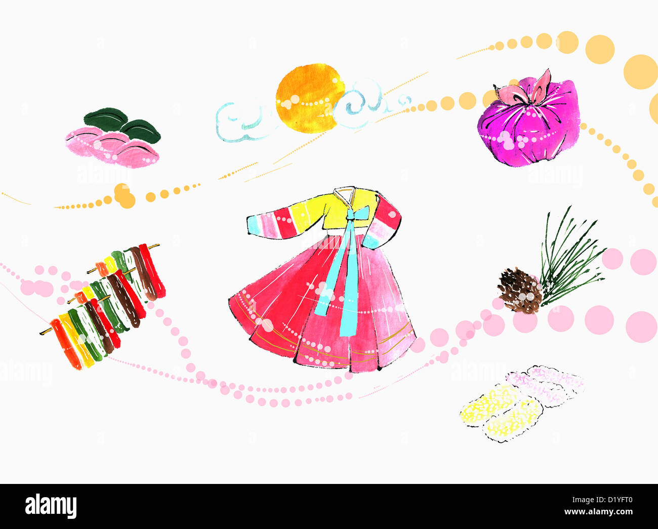 illustration of Korean traditional items Stock Photo Alamy