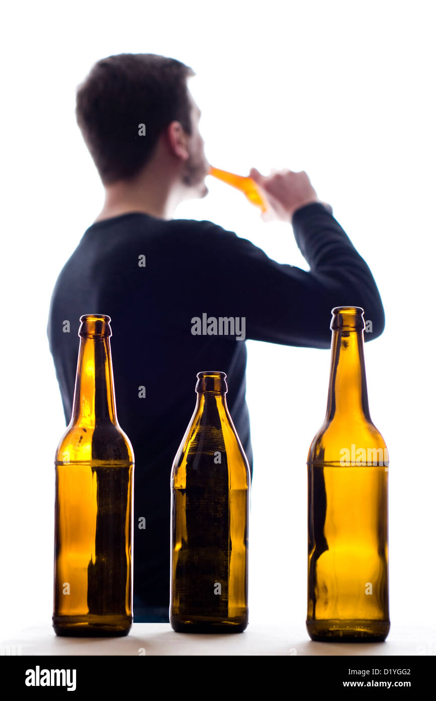 Man drinking alone Stock Photo